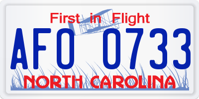 NC license plate AFO0733