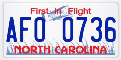 NC license plate AFO0736