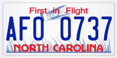 NC license plate AFO0737