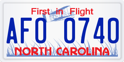NC license plate AFO0740