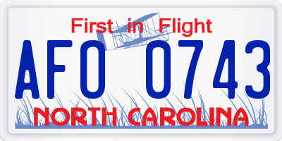 NC license plate AFO0743