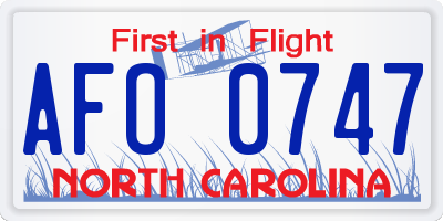 NC license plate AFO0747