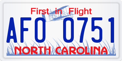 NC license plate AFO0751