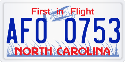 NC license plate AFO0753