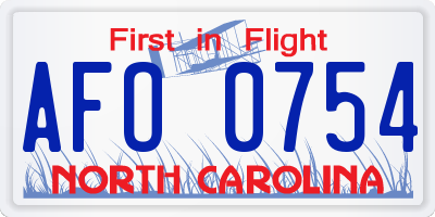 NC license plate AFO0754