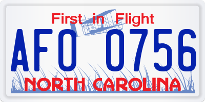 NC license plate AFO0756