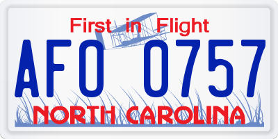 NC license plate AFO0757