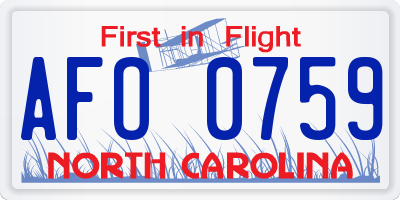 NC license plate AFO0759