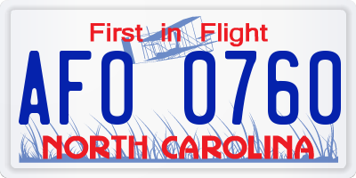 NC license plate AFO0760