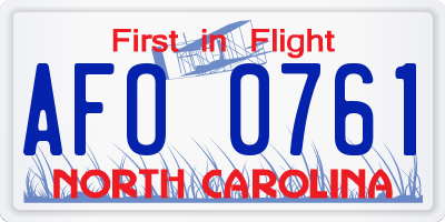 NC license plate AFO0761