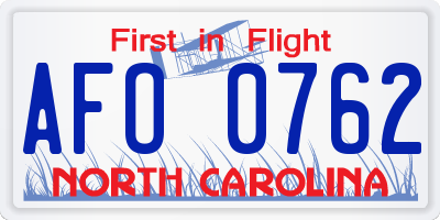 NC license plate AFO0762