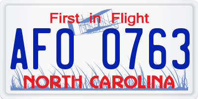 NC license plate AFO0763