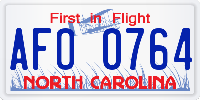 NC license plate AFO0764