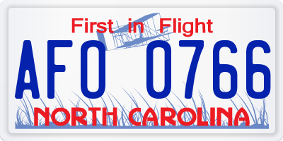 NC license plate AFO0766