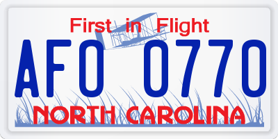 NC license plate AFO0770