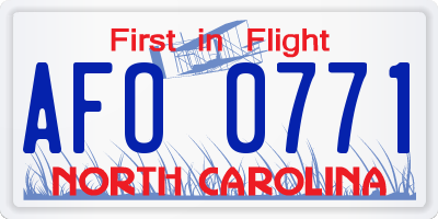 NC license plate AFO0771