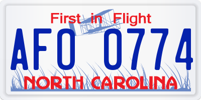 NC license plate AFO0774