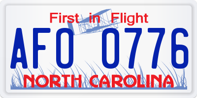 NC license plate AFO0776