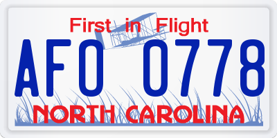 NC license plate AFO0778