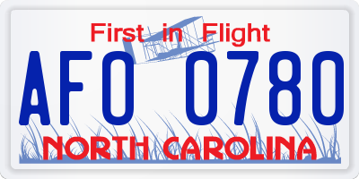NC license plate AFO0780
