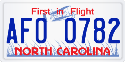NC license plate AFO0782