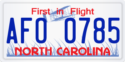 NC license plate AFO0785