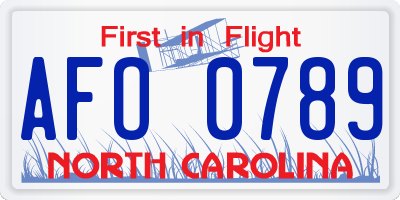 NC license plate AFO0789