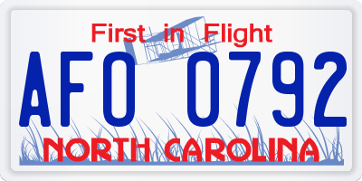 NC license plate AFO0792