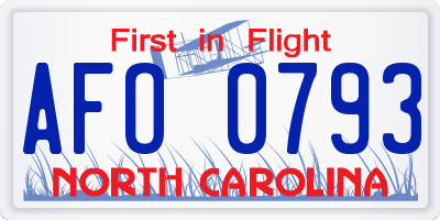 NC license plate AFO0793