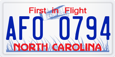 NC license plate AFO0794