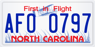 NC license plate AFO0797