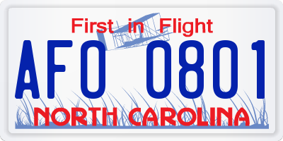 NC license plate AFO0801