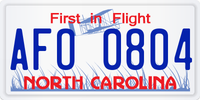 NC license plate AFO0804