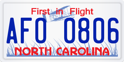 NC license plate AFO0806
