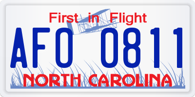 NC license plate AFO0811