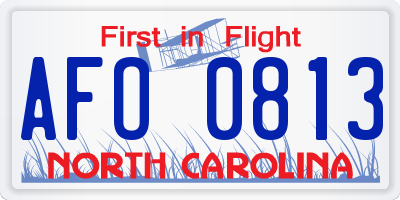 NC license plate AFO0813