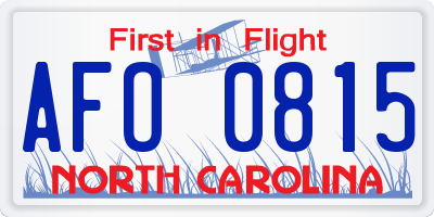 NC license plate AFO0815