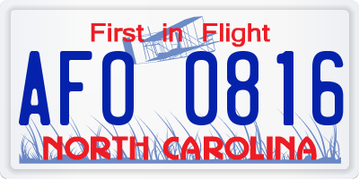 NC license plate AFO0816