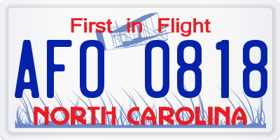 NC license plate AFO0818