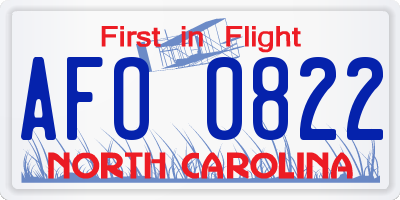 NC license plate AFO0822