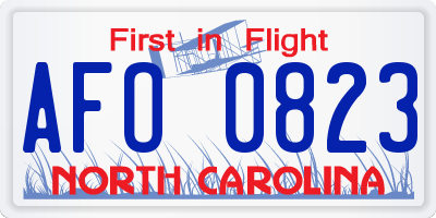 NC license plate AFO0823