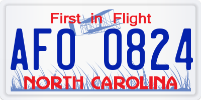 NC license plate AFO0824