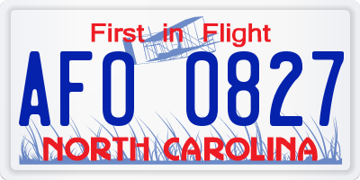 NC license plate AFO0827