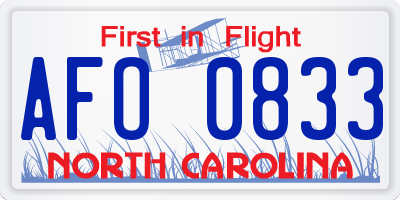 NC license plate AFO0833