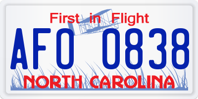 NC license plate AFO0838