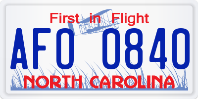 NC license plate AFO0840