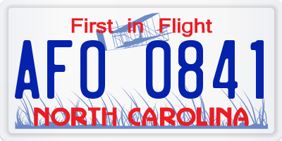 NC license plate AFO0841