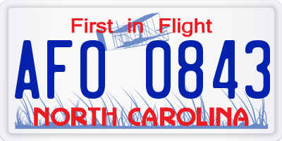 NC license plate AFO0843
