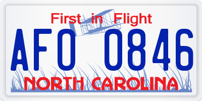 NC license plate AFO0846