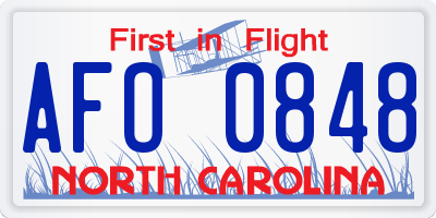 NC license plate AFO0848